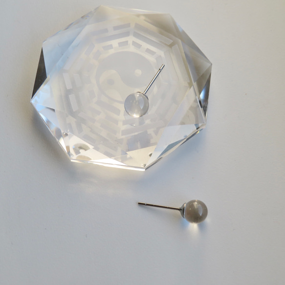 水晶球のピアス（ノンホールピアス ） ／316L 11枚目の画像