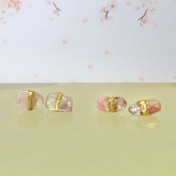 桜の記憶＊Pink opal×Rose quartz＊金継ぎ-pierce／L〜M size【Ⅱ】 16枚目の画像