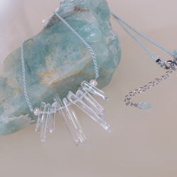 絹紐と水晶の束／316L-necklace 3枚目の画像