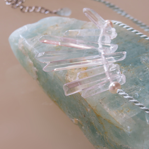 絹紐と水晶の束／316L-necklace 10枚目の画像
