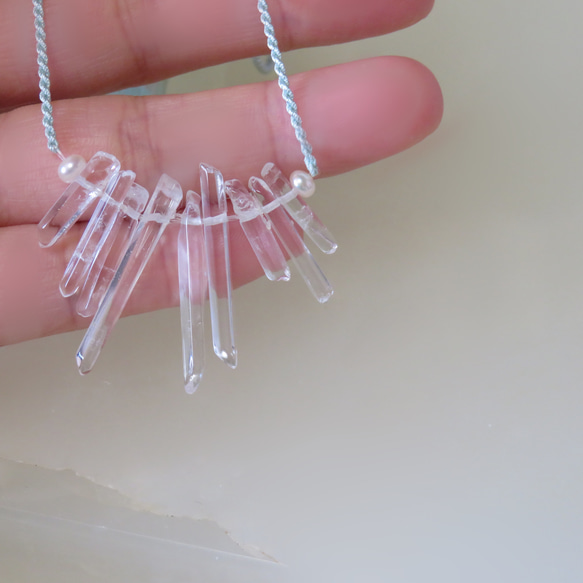 絹紐と水晶の束／316L-necklace 11枚目の画像