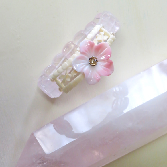 ＊此の花咲くや＊Queen Conch Shell×Rose Quartz…／Bangle 6枚目の画像