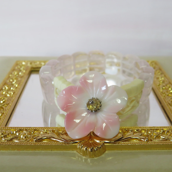 ＊此の花咲くや＊Queen Conch Shell×Rose Quartz…／Bangle 7枚目の画像