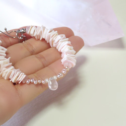 花びらの絨毯【I】◇Rose Quartz × Pink shell／316L-bracelet 7枚目の画像