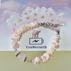 花びらの絨毯【Ⅱ】◇Rose Quartz × Pink shell／316L-bracelet 9枚目の画像