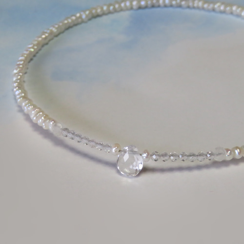 白無垢チョーカー【Ⅱ】Baby pearl×Crystal quartz×White Topaz