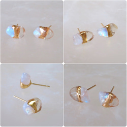 月のひかり＊Moonstone×Golden Labradorite＊金継ぎ／pierce／M~S size 6枚目の画像