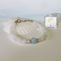 海のひかり・月のひかり◇Moon stone×Aquamarine／316L-bracelet 10枚目の画像