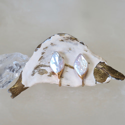 ダイヤ核◇淡水真珠の金継ぎイヤリング／18kgp 4枚目の画像