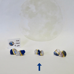 月灯りの夜＊Moonstone×Lapis Lazuli＊金継ぎピアス／SS size 10枚目の画像