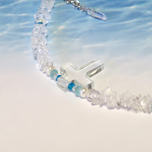 氷水晶のクロス◇Summer bracelet／316L 5枚目の画像