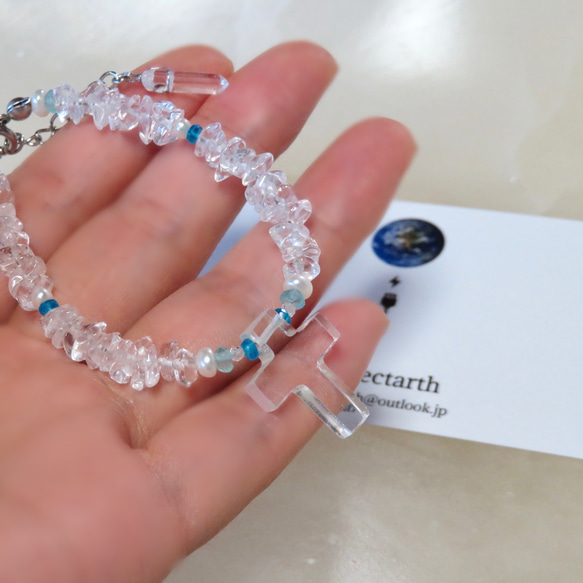 氷水晶のクロス◇Summer bracelet／316L 8枚目の画像