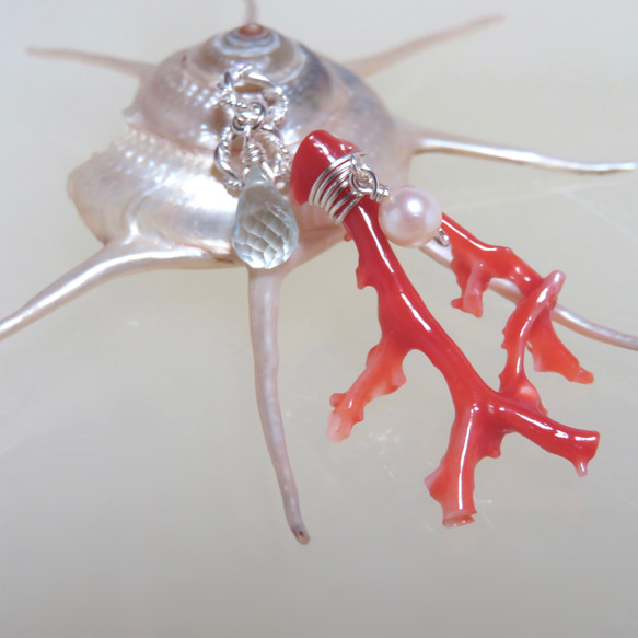 海の息吹 赤枝珊瑚とアクアマリンの2wayネックレス／silver-925 ネックレス・ペンダント ConNectarth 通販｜Creema