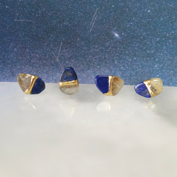 流星群＊Lapis lazuli×Rutile quartz＊金継ぎピアス／M~S size 1枚目の画像