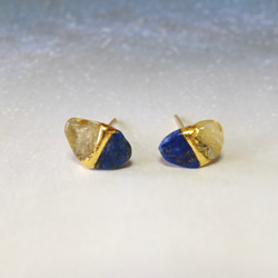 流星群＊Lapis lazuli×Rutile quartz＊金継ぎピアス／M~S size 8枚目の画像