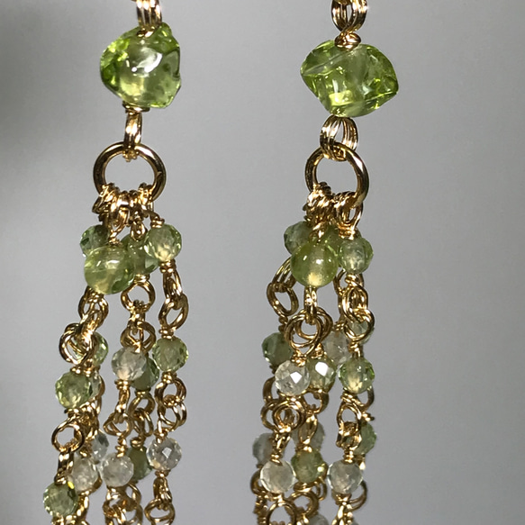 SALE!!Muscat Green chandelier ／14kgf pierce 6枚目の画像