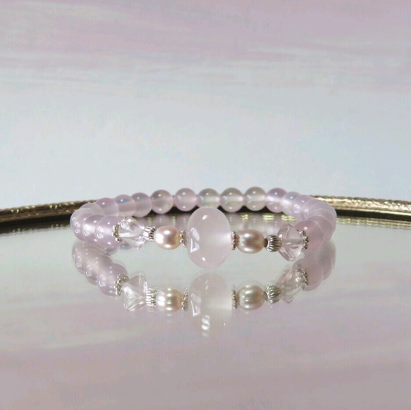 とろけるピンク◇Rose quartz×Pink Chalcedony…◇silver925-bracelet 1枚目の画像