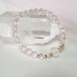 とろけるピンク◇Rose quartz×Pink Chalcedony…◇silver925-bracelet 4枚目の画像