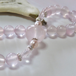 とろけるピンク◇Rose quartz×Pink Chalcedony…◇silver925-bracelet 5枚目の画像