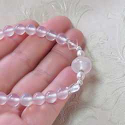 とろけるピンク◇Rose quartz×Pink Chalcedony…◇silver925-bracelet 9枚目の画像