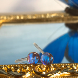 モルフォ蝶のプチイヤリング／本物の蝶の羽根 4枚目の画像