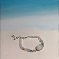 海のひかり・月のひかり◇Rainbow Moonstone×Aqamarine…／ silver925‐bracelet 10枚目の画像