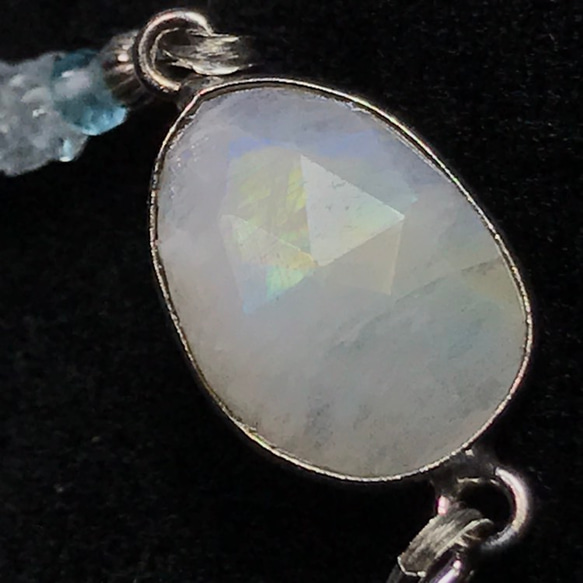 海のひかり・月のひかり◇Rainbow Moonstone×Aqamarine…／ silver925‐bracelet 6枚目の画像