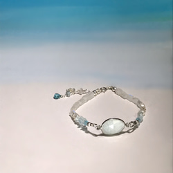 海のひかり・月のひかり◇Rainbow Moonstone×Aqamarine…／ silver925‐bracelet 9枚目の画像
