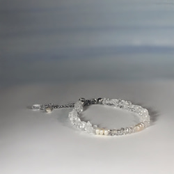 SALE！！-ピュア原石-天然水晶と淡水真珠のブレスレット◇サージカルステンレス製 2枚目の画像