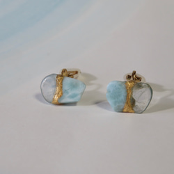 sold out！！とろける氷と水面＊ralimar×aquamarine＊金継ぎ／earring／L size 5枚目の画像