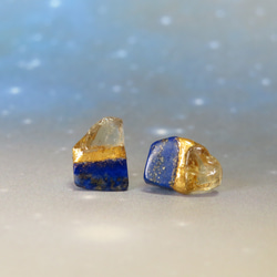 夜空の光【II】Lapis-lazuli×Citrine／金継ぎ・pierce・S size 2枚目の画像