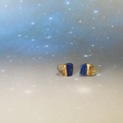 夜空の光【II】Lapis-lazuli×Citrine／金継ぎ・pierce・S size 3枚目の画像