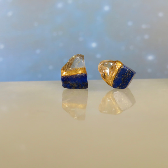 夜空の光【II】Lapis-lazuli×Citrine／金継ぎ・pierce・S size 6枚目の画像