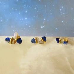 SOLD OUT！！流星群＊Lapis lazuli×Rutile quartz＊金継ぎ／pierce／S size 8枚目の画像