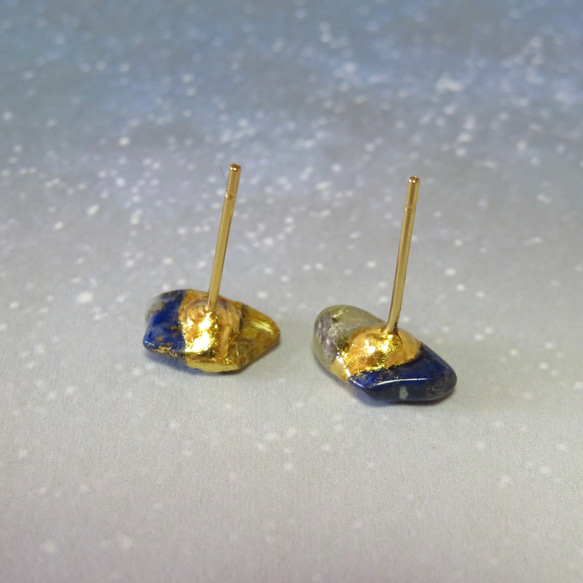 SOLD OUT！！流星群＊Lapis lazuli×Rutile quartz＊金継ぎ／pierce／S size 9枚目の画像