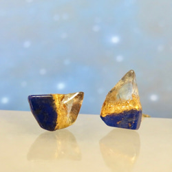 夜空の光【I】Lapis-lazuli×Citrine／金継ぎ・pierce・S size 3枚目の画像