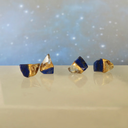 夜空の光【I】Lapis-lazuli×Citrine／金継ぎ・pierce・S size 7枚目の画像