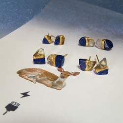 夜空の光【I】Lapis-lazuli×Citrine／金継ぎ・pierce・S size 9枚目の画像