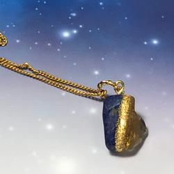 夜空の欠片＊Lapis lazuli×Citrine＊金継ぎ／necklace／合金 7枚目の画像