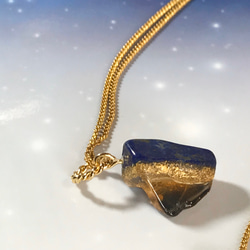 夜空の欠片＊Lapis lazuli×Citrine＊金継ぎ／necklace／合金 8枚目の画像