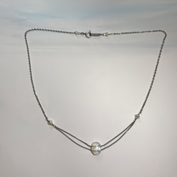 月の女神◇rainbow moonstone× Freshwater pearl／necklace／316L 8枚目の画像