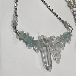 sold out！海に溶ける◇Point Quartz×Aquamarine×Pearl／necklace／316L 10枚目の画像