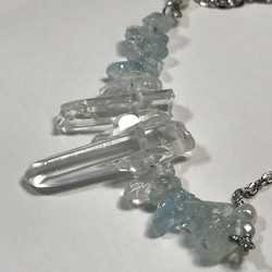 sold out！海に溶ける◇Point Quartz×Aquamarine×Pearl／necklace／316L 8枚目の画像