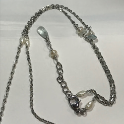 sold out！海に溶ける◇Point Quartz×Aquamarine×Pearl／necklace／316L 9枚目の画像