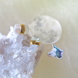 海、写る月＊Moonstone×Aquamarine＊金継ぎ／pierce／M〜S size 4枚目の画像