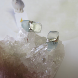 海、写る月＊Blue Moonstone×Aquamarine＊銀継ぎピアス／M〜S size 2枚目の画像