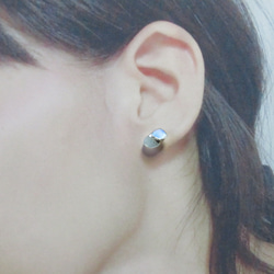 海、写る月＊Blue Moonstone×Aquamarine＊銀継ぎピアス／M〜S size 7枚目の画像