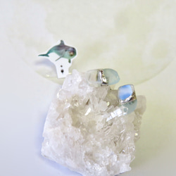 海、写る月＊Blue Moonstone×Aquamarine＊銀継ぎピアス／M〜S size 8枚目の画像