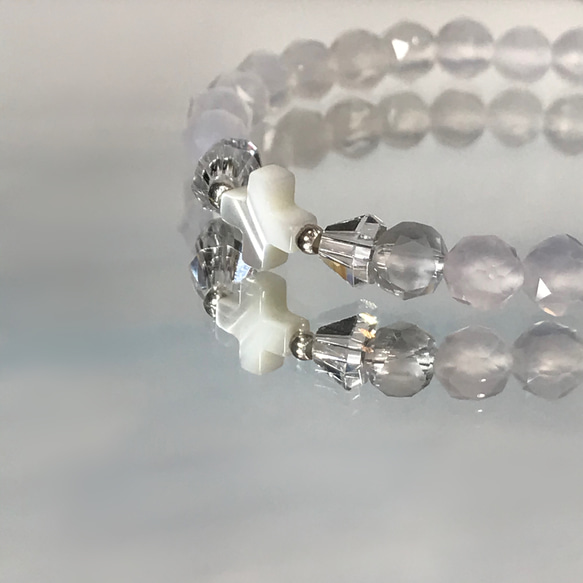 雪のクロス◇White-Chalcedony・Mother-of-pearl＋… 7枚目の画像