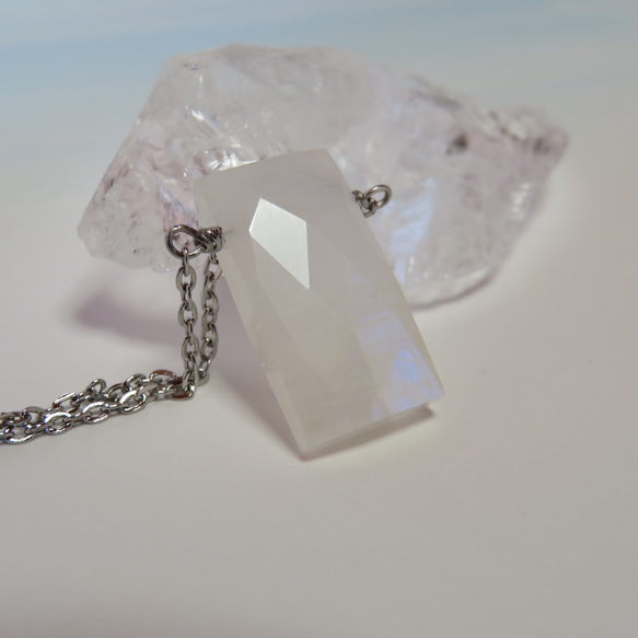 SALE！！Blue moonstone◇square window necklace  II／316L 4枚目の画像